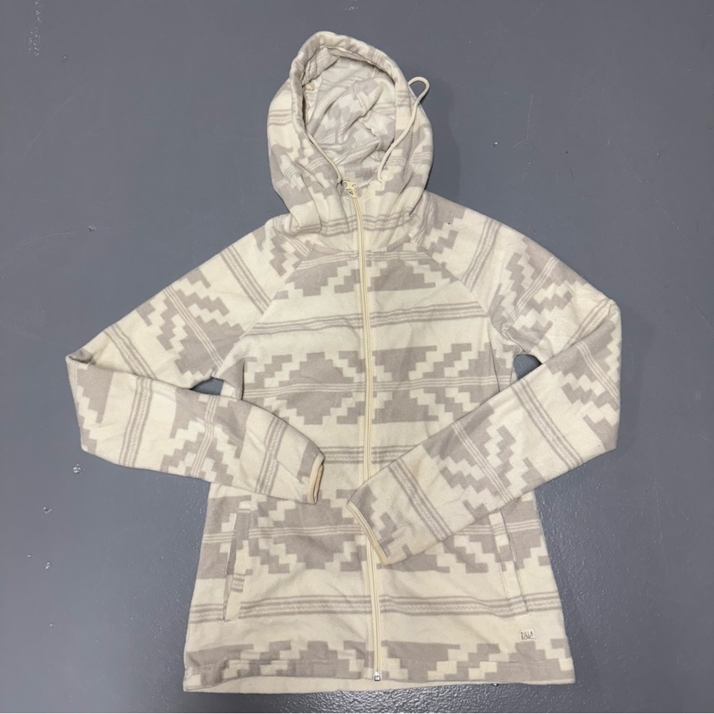 Billabong | women's medium Cream and Gray Patterned Zip-up Fleece